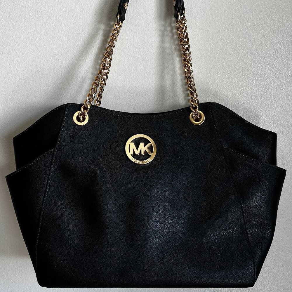 Black Saffiano Leather Michael Kors Jet Set Travel Tote